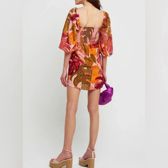 Kourt Dress Women’s Large Multi Palm Print Mini Tropical Resort Wear - Picture 2 of 11